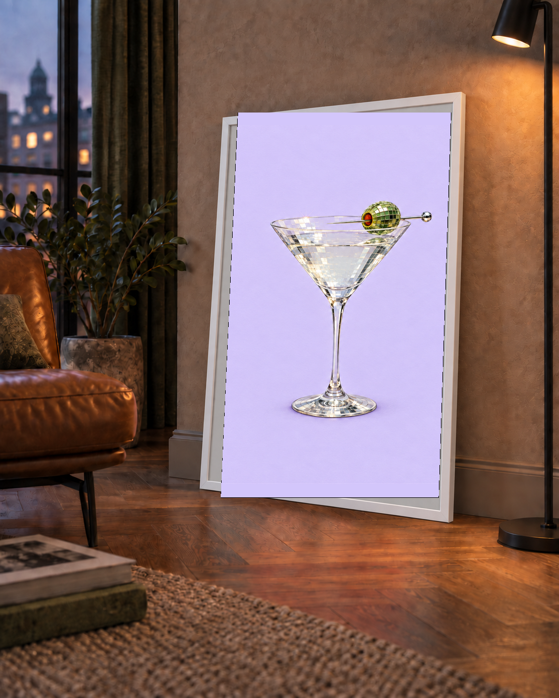 Işıltılı Martini: Modern Disco Stili Poster Baskı