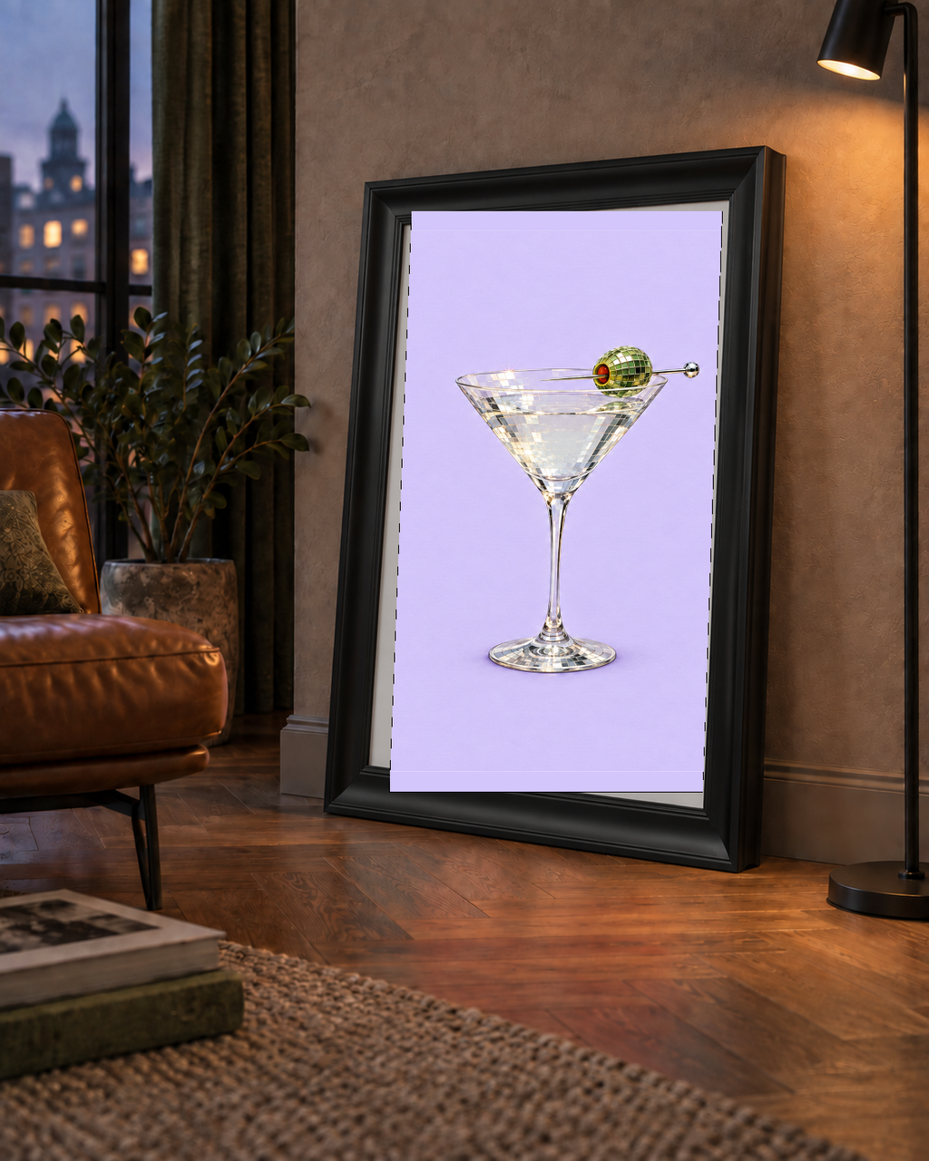 Işıltılı Martini: Modern Disco Stili Poster Baskı