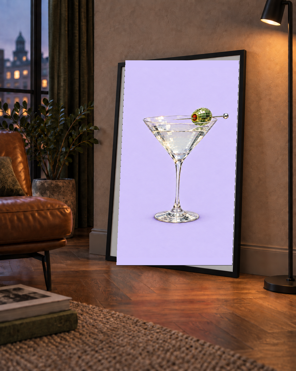 Işıltılı Martini: Modern Disco Stili Poster Baskı