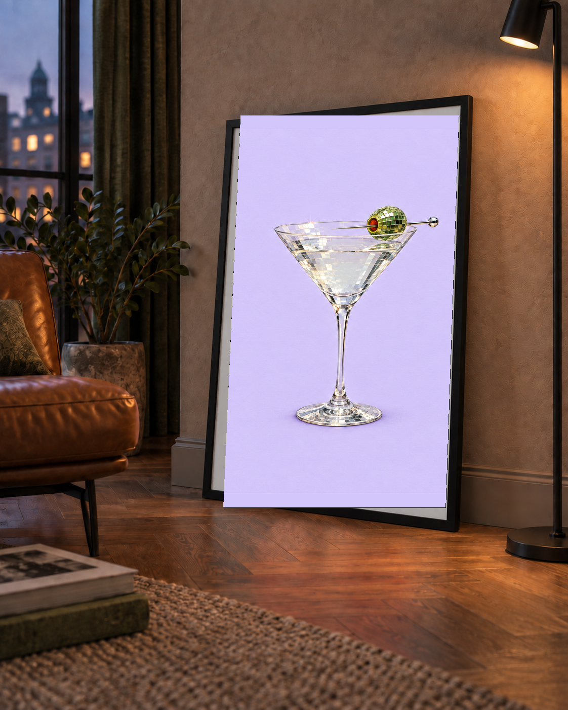 Işıltılı Martini: Modern Disco Stili Poster Baskı