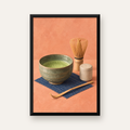 Japon Çay Seremonisi Seti Poster – Minimalist Sanat Baskısı — düz siyah çerçeveli duvar posteri