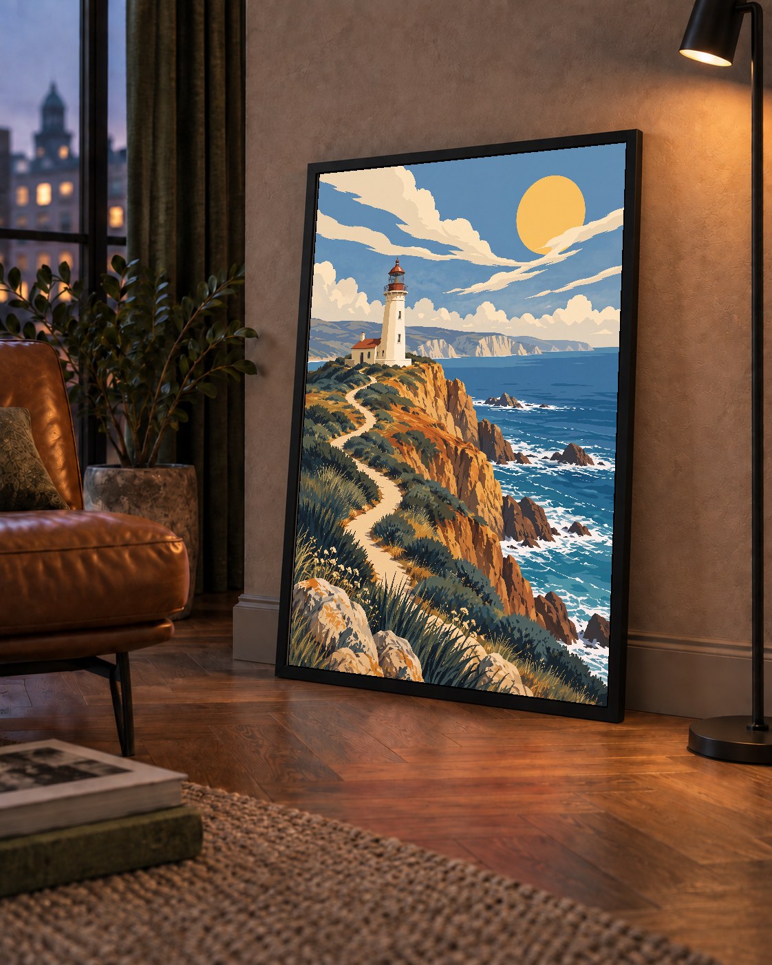 Deniz Feneri ve Kayalık Sahil Dijital Poster – Manzara Baskı