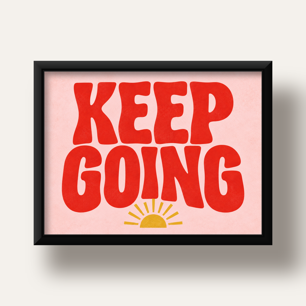 KEEP GOING Motive Edici Modern Poster – Güneşli ve Renkli — siyah derin çerçeveli