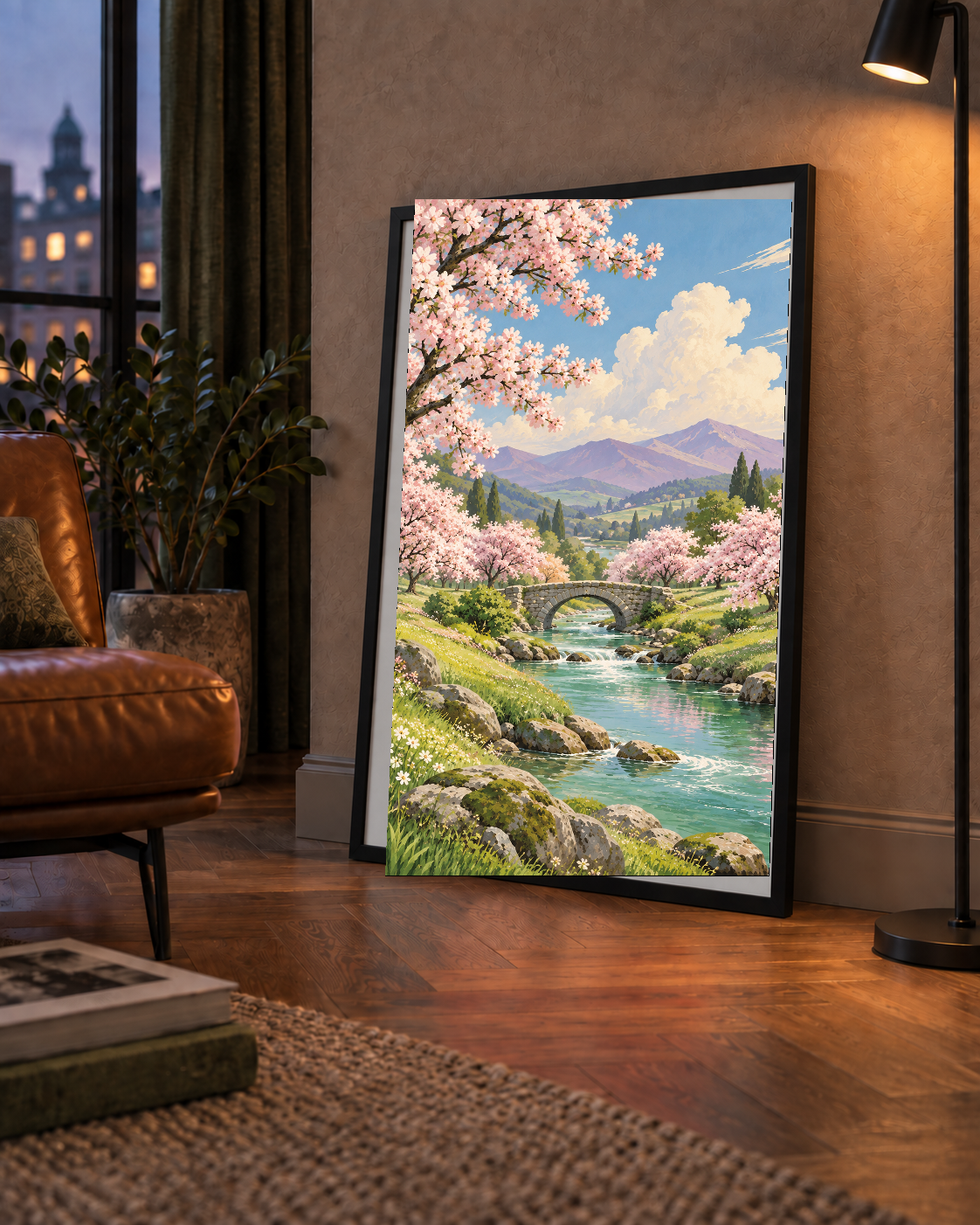Bahar Temalı Romantik Doğa Manzarası Poster – Yağlı Boya Stil