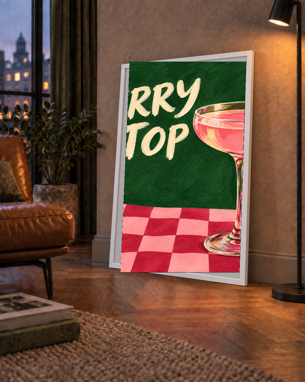 Cherry On Top Kirazlı Kokteyl Poster – Renkli İllüstrasyon Baskı