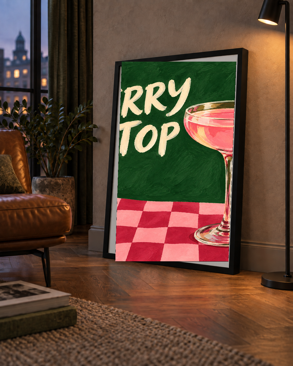 Cherry On Top Kirazlı Kokteyl Poster – Renkli İllüstrasyon Baskı