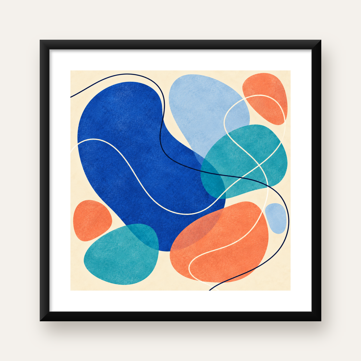 Renkli Soyut Şekiller Modern Dijital Poster – Çerçeveli Baskı — Kare baskı, beyaz kenar boşluklu