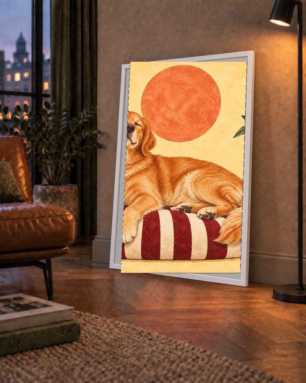 Mutlu Köpek & Limon Ağacı Poster – Dijital İllüstrasyon Baskı