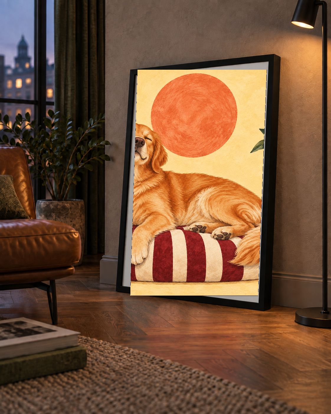 Mutlu Köpek & Limon Ağacı Poster – Dijital İllüstrasyon Baskı