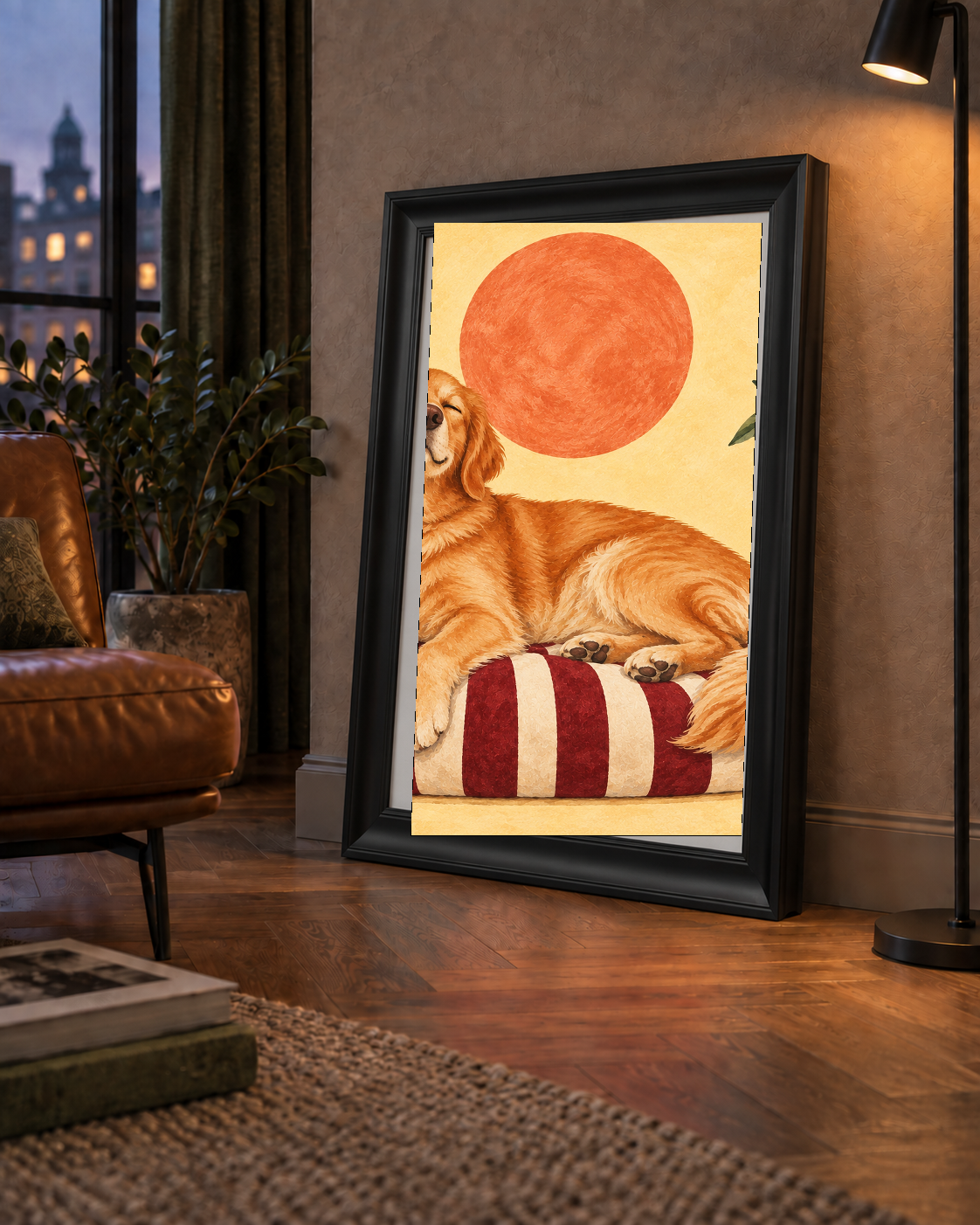 Mutlu Köpek & Limon Ağacı Poster – Dijital İllüstrasyon Baskı