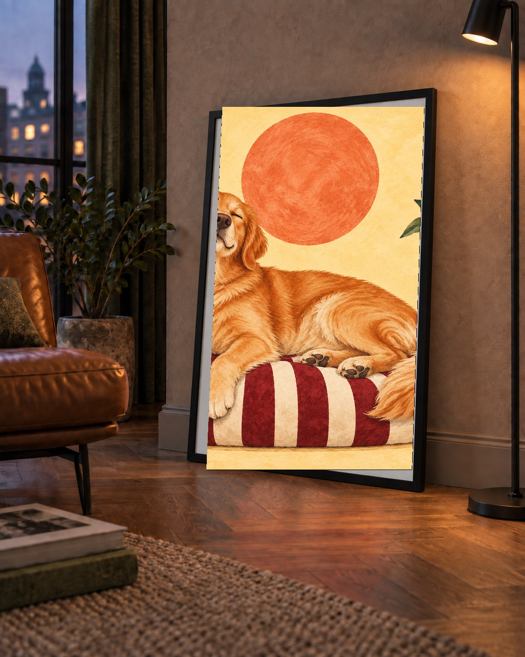 Mutlu Köpek & Limon Ağacı Poster – Dijital İllüstrasyon Baskı