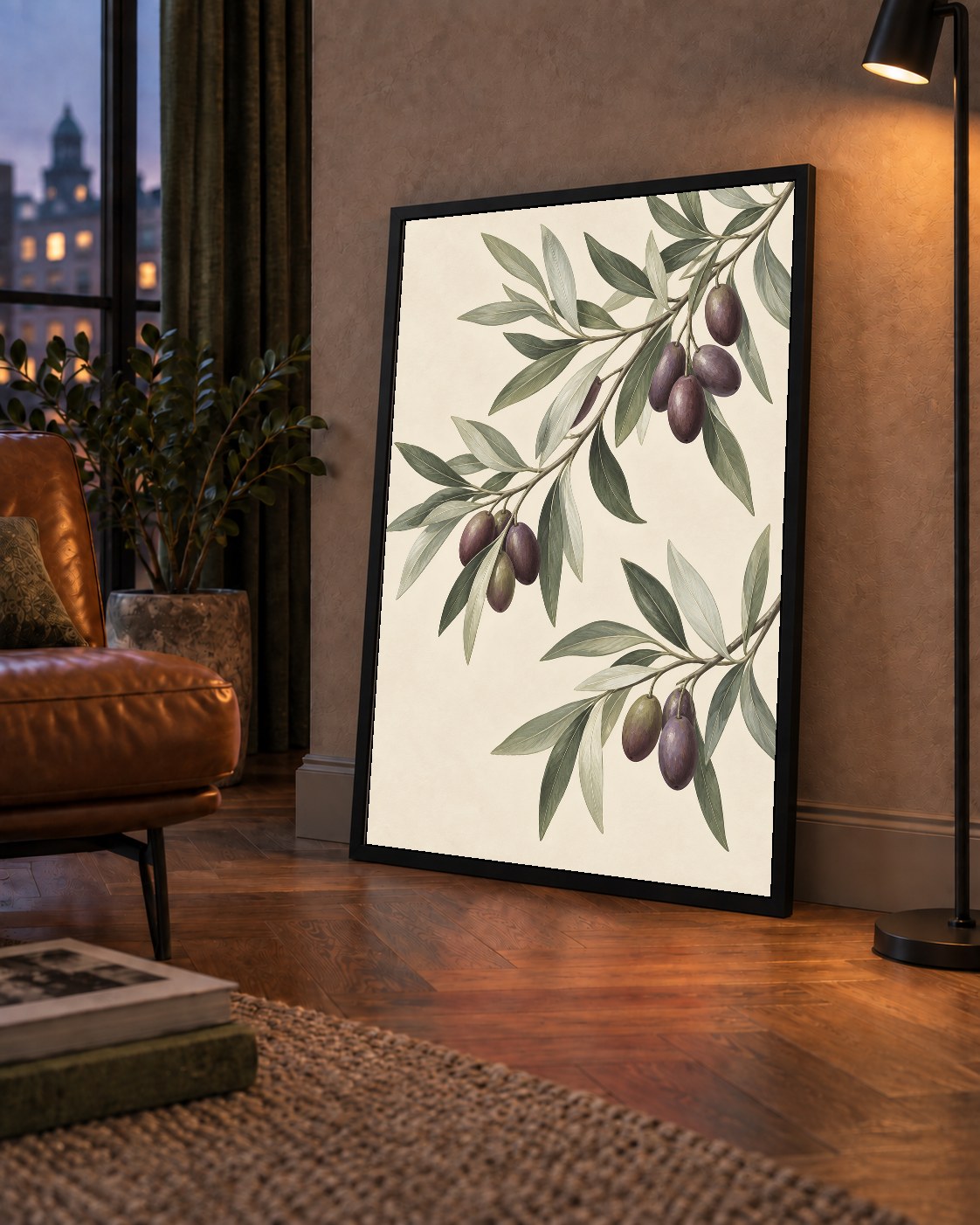 Zeytin Dalı İllüstrasyonu Poster – Natürel Renkte Duvar Sanatı