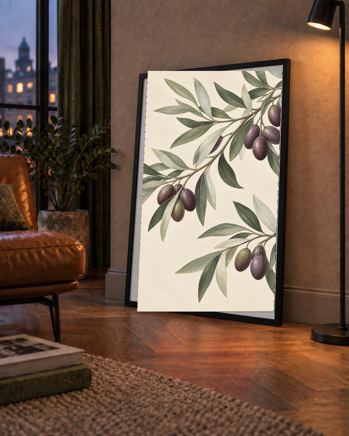 Zeytin Dalı İllüstrasyonu Poster – Natürel Renkte Duvar Sanatı