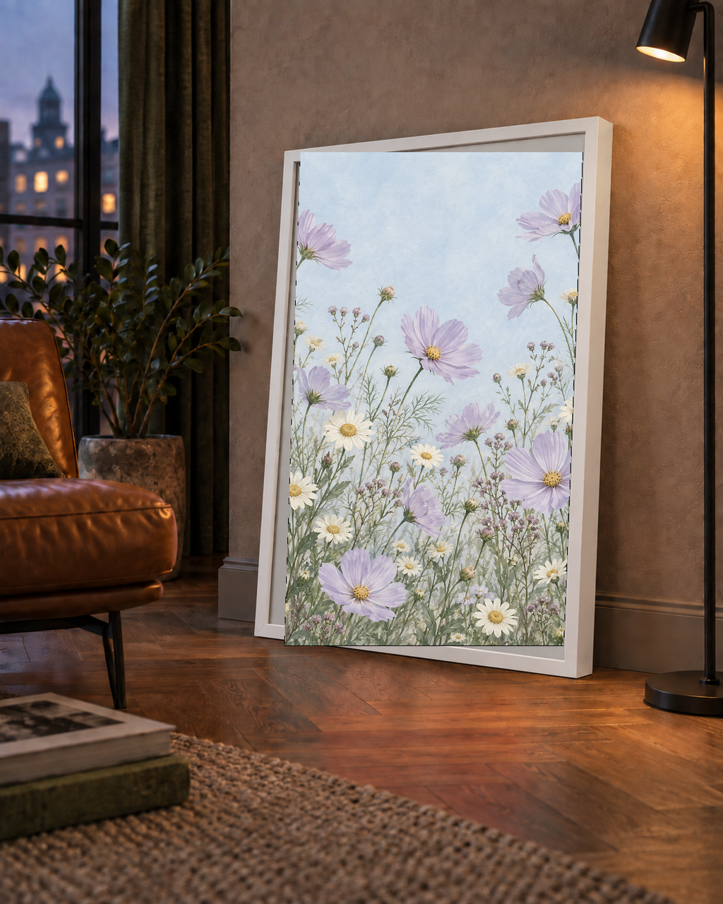 Açık Mor Kır Çiçekleri Pastel Suluboya Poster
