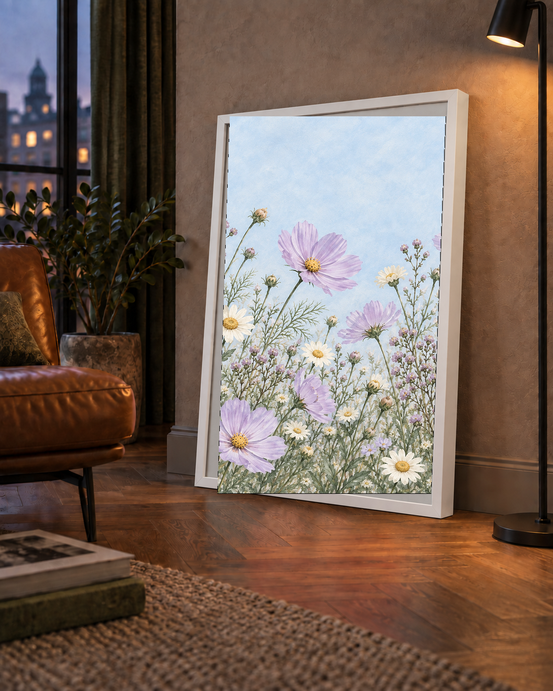 Açık Mor Kır Çiçekleri Pastel Suluboya Poster