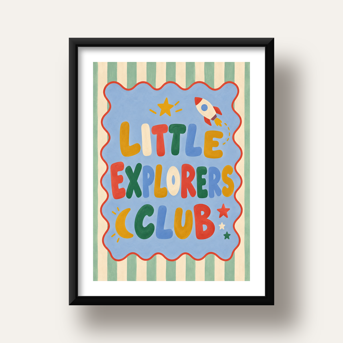 Little Explorers Club — siyah derin çerçeveli paspartulu