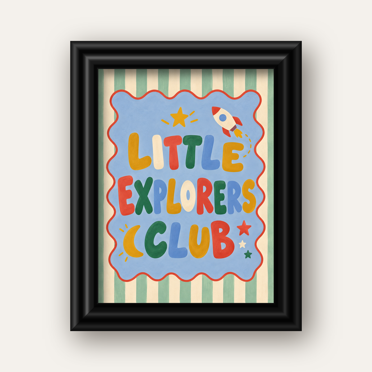 Little Explorers Club — siyah galeri çerçeveli