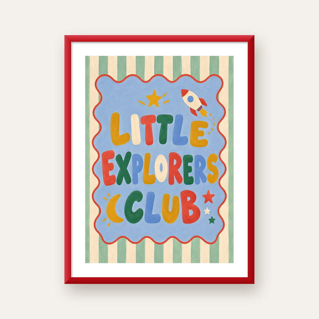 Little Explorers Club — kırmızı çerçeveli paspartulu