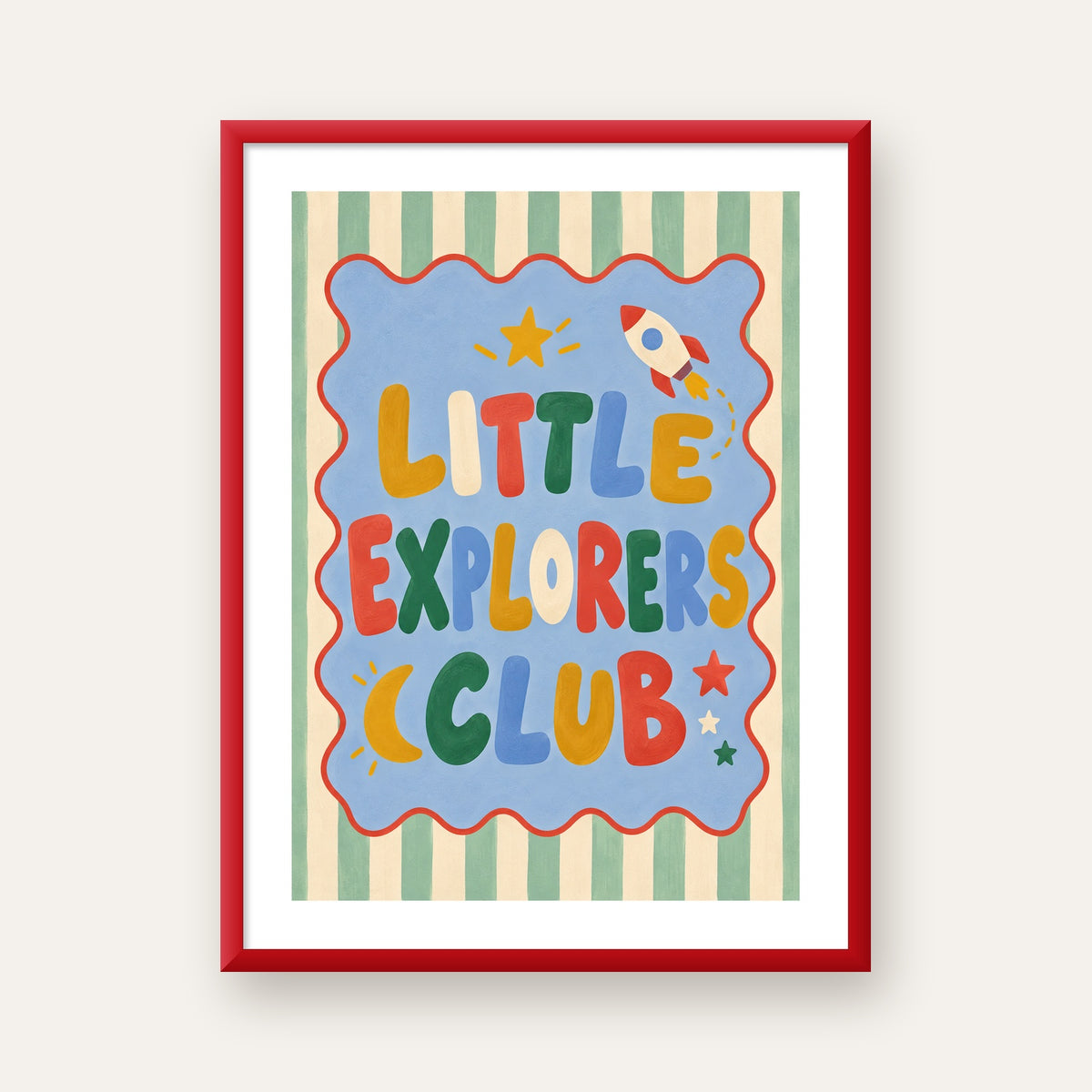 Little Explorers Club — kırmızı çerçeveli paspartulu