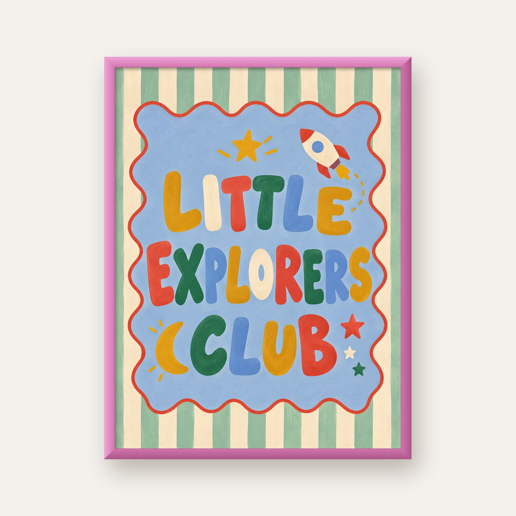 Little Explorers Club — pembe çerçeveli