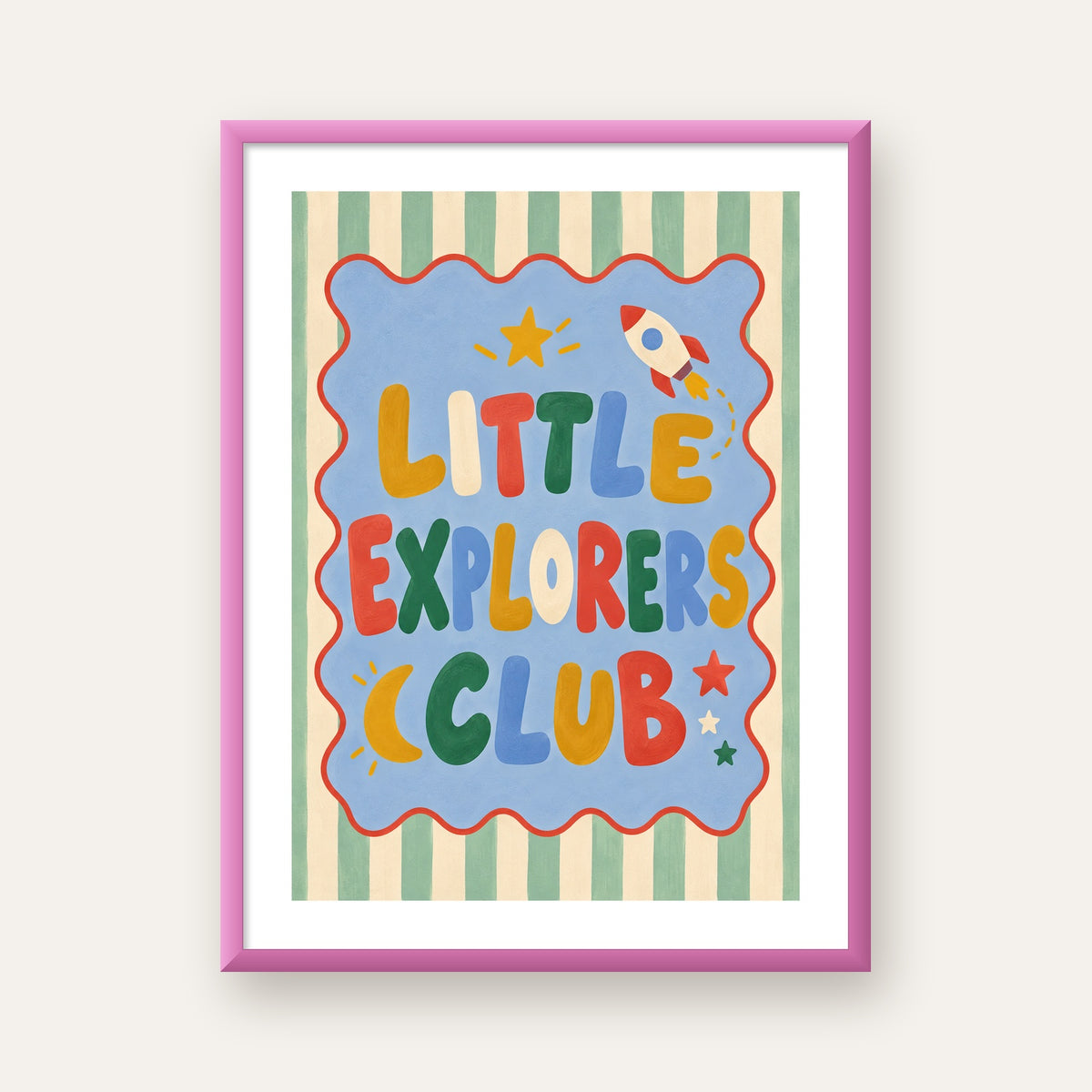 Little Explorers Club — pembe çerçeveli paspartulu