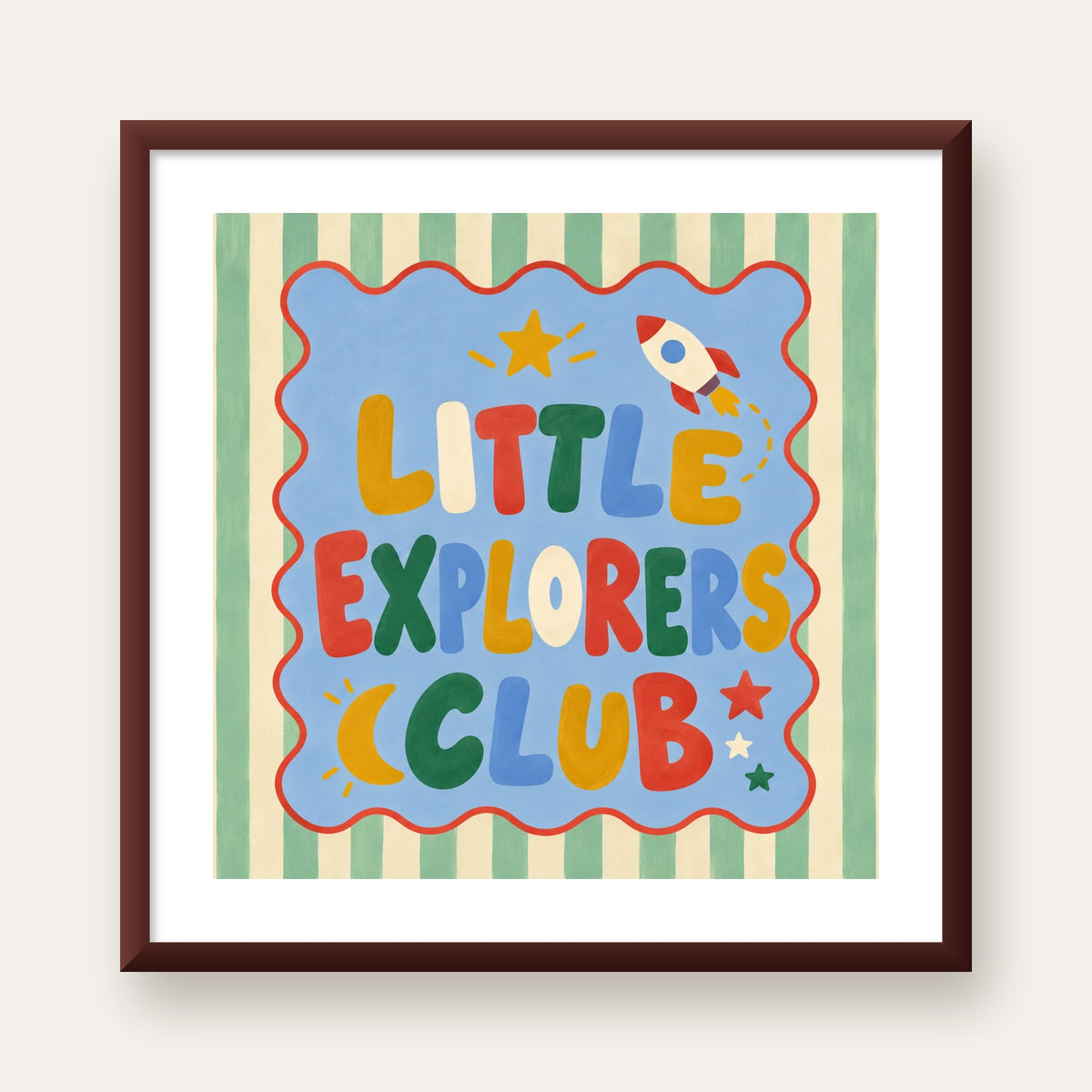Little Explorers Club — ceviz çerçeveli paspartulu
