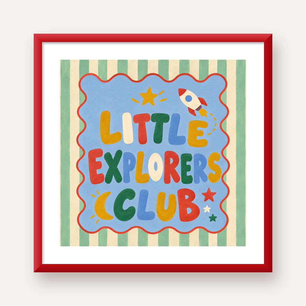 Little Explorers Club — kırmızı çerçeveli paspartulu