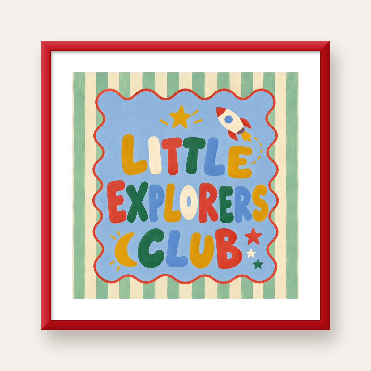 Little Explorers Club — kırmızı çerçeveli paspartulu