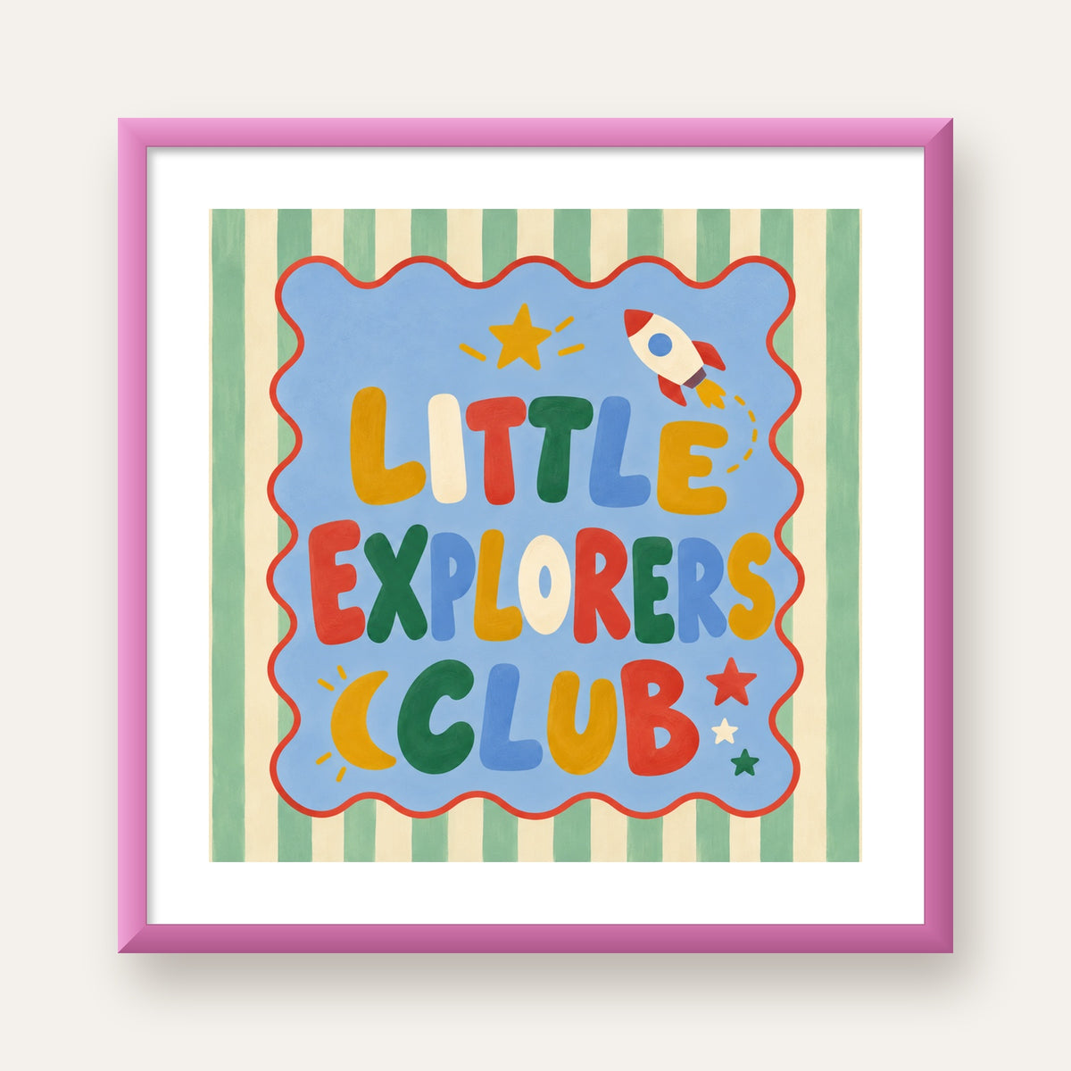 Little Explorers Club — pembe çerçeveli paspartulu