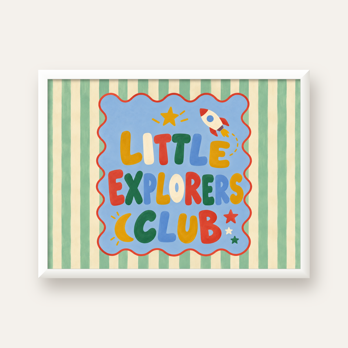 Little Explorers Club — beyaz çerçeveli yatay poster