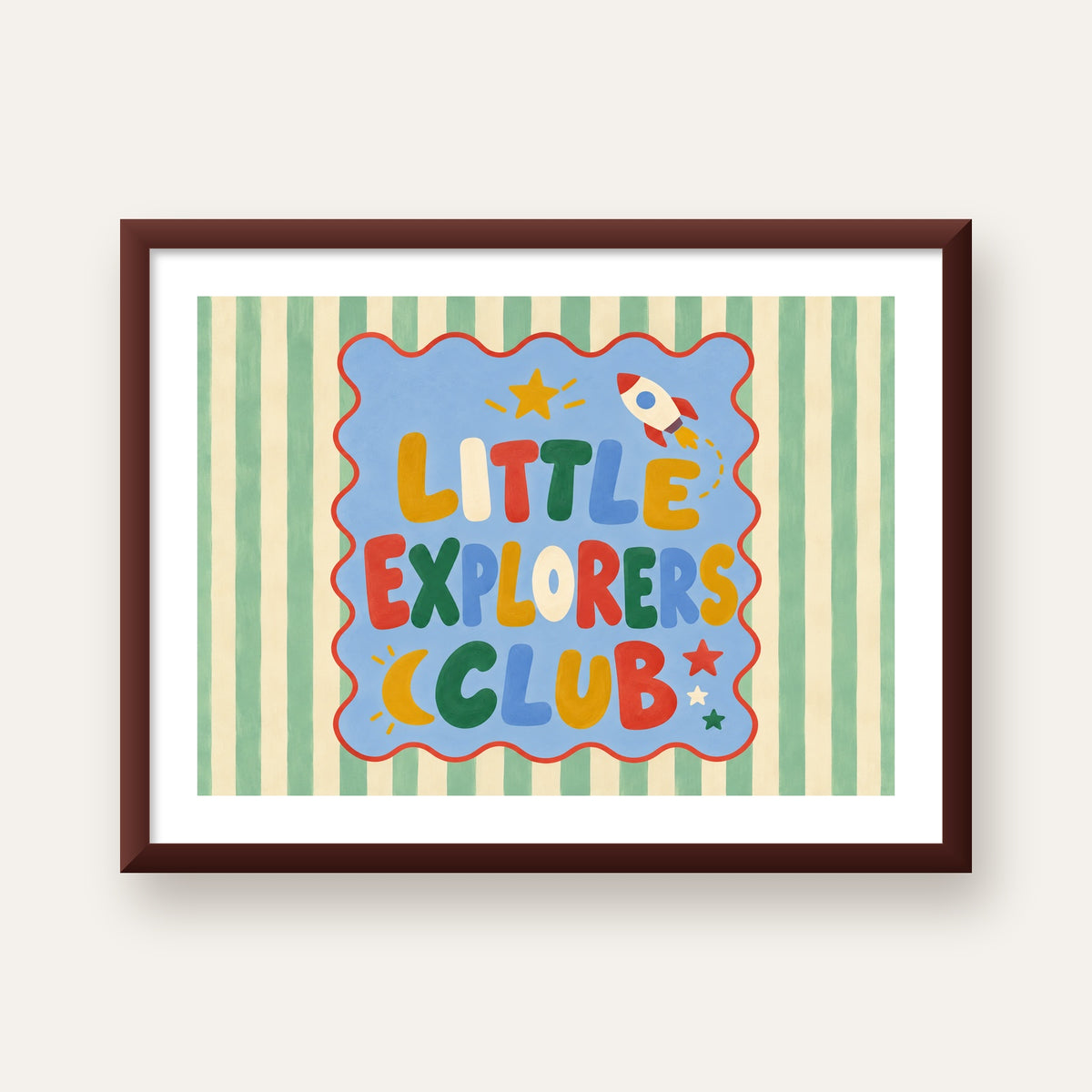 Little Explorers Club — ceviz çerçeveli paspartulu