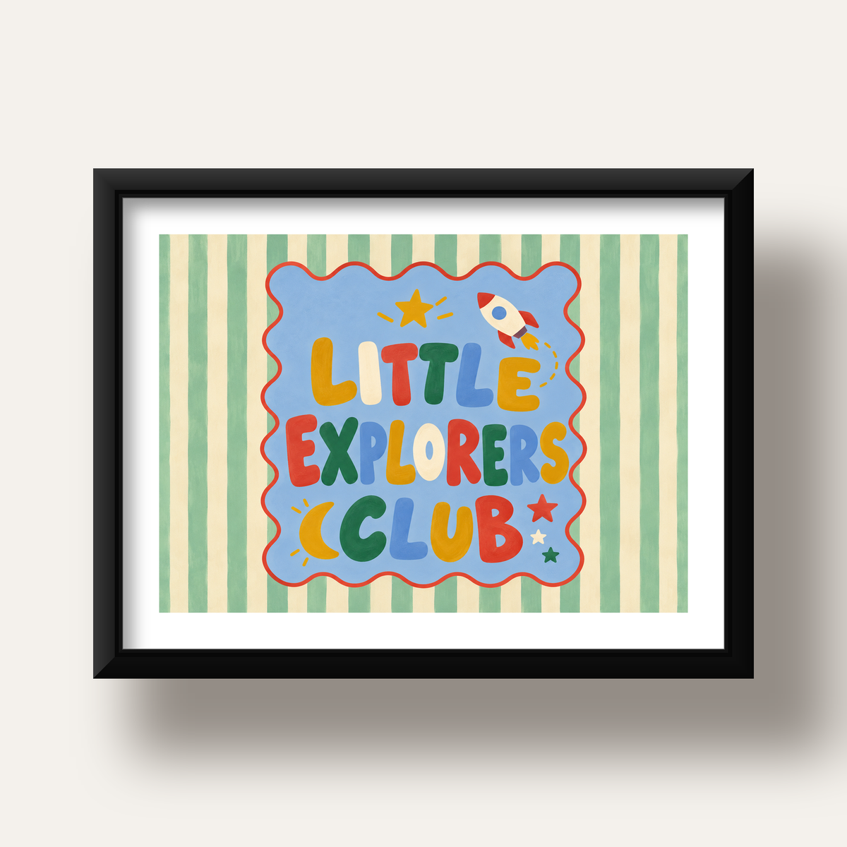Little Explorers Club — siyah derin çerçeveli paspartulu