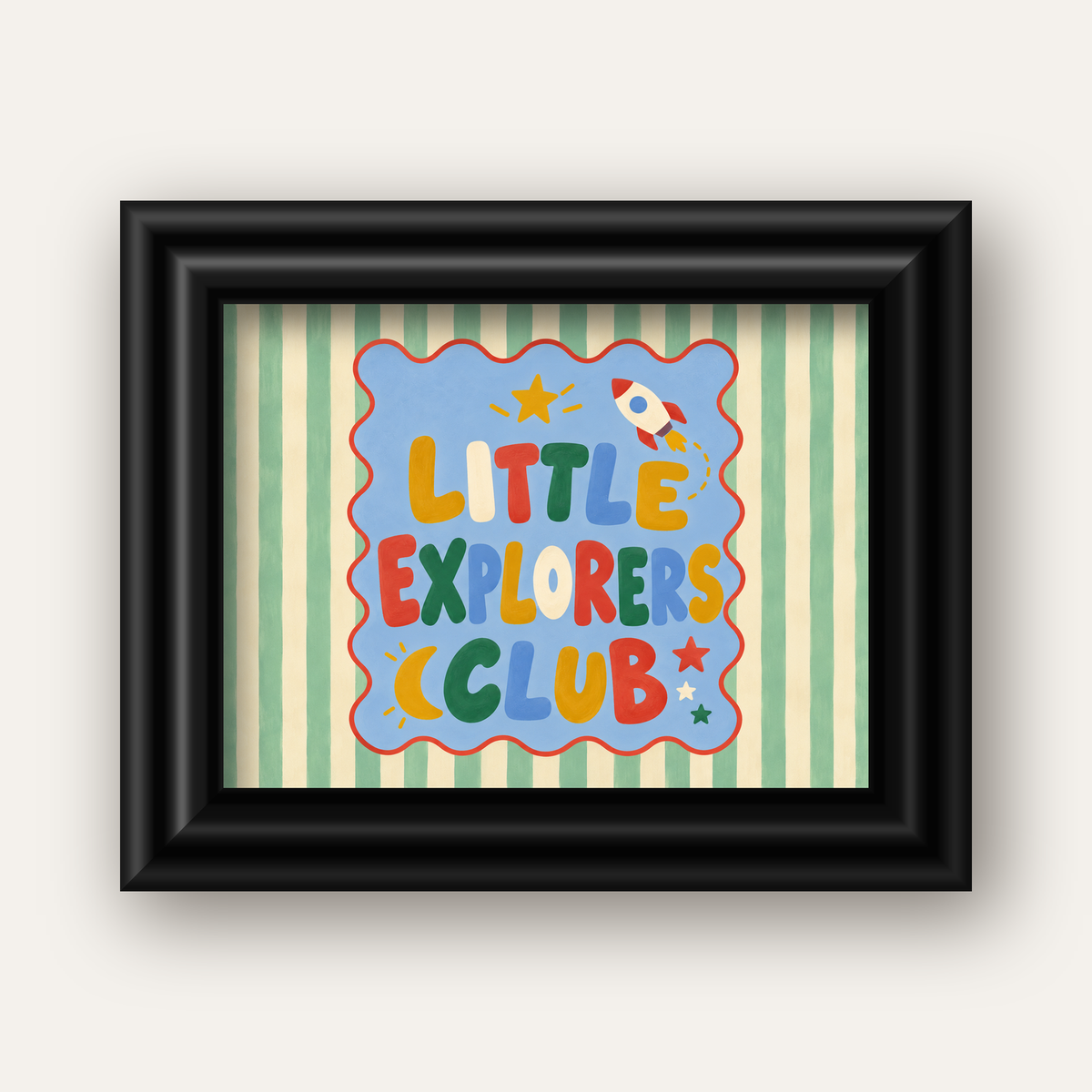 Little Explorers Club — siyah galeri çerçeveli