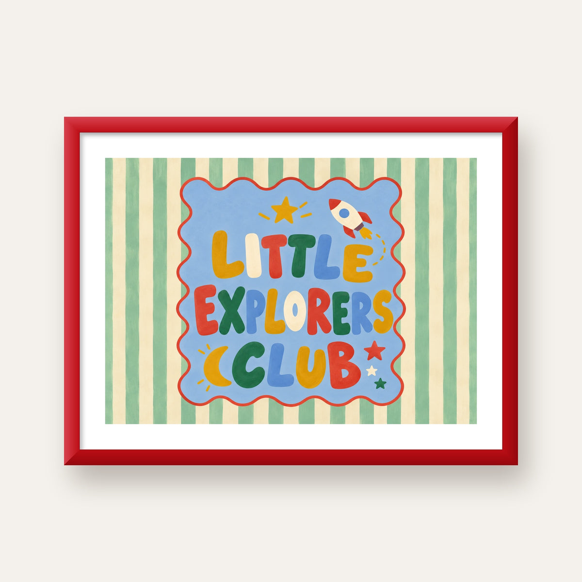 Little Explorers Club — kırmızı çerçeveli paspartulu