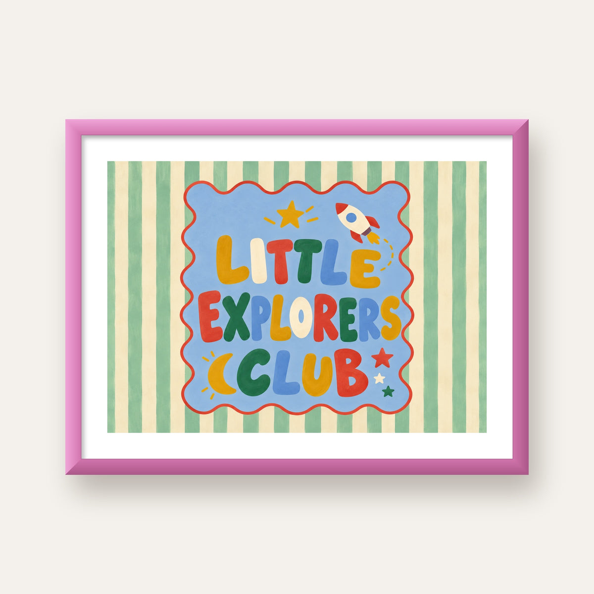 Little Explorers Club — pembe çerçeveli paspartulu