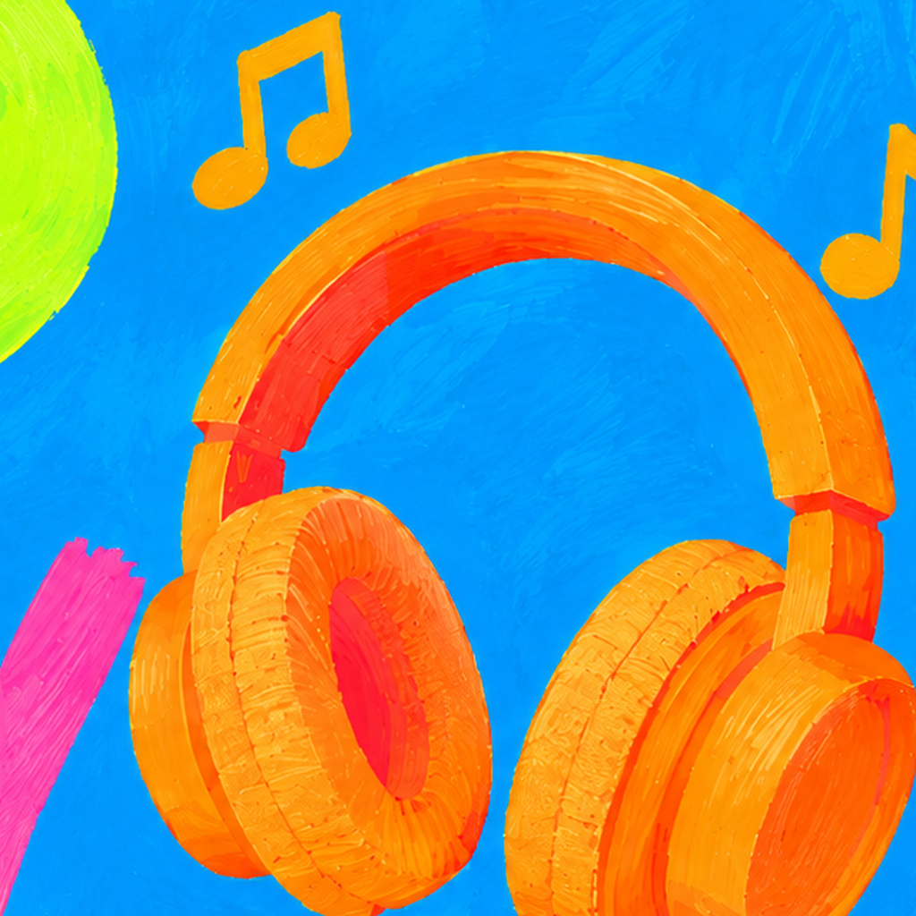 Renkli LOUD & HAPPY Poster – Müzik ve Mutluluğun Canlı Temsili — baskının yakın çekimi, kâğıt dokusu ve renk detayı