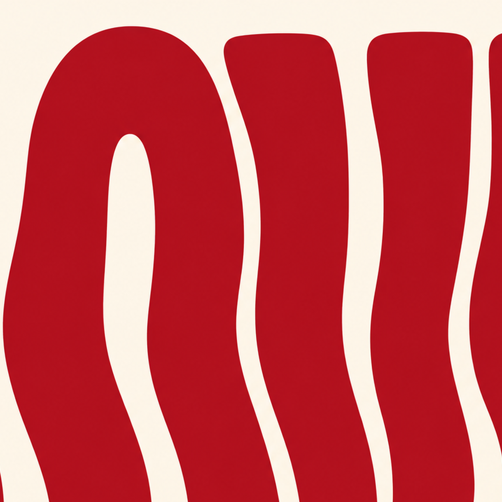 Dalgalı Kırmızı LOVE Yazılı Retro Minimal Poster — baskının yakın çekimi, kâğıt dokusu ve renk detayı