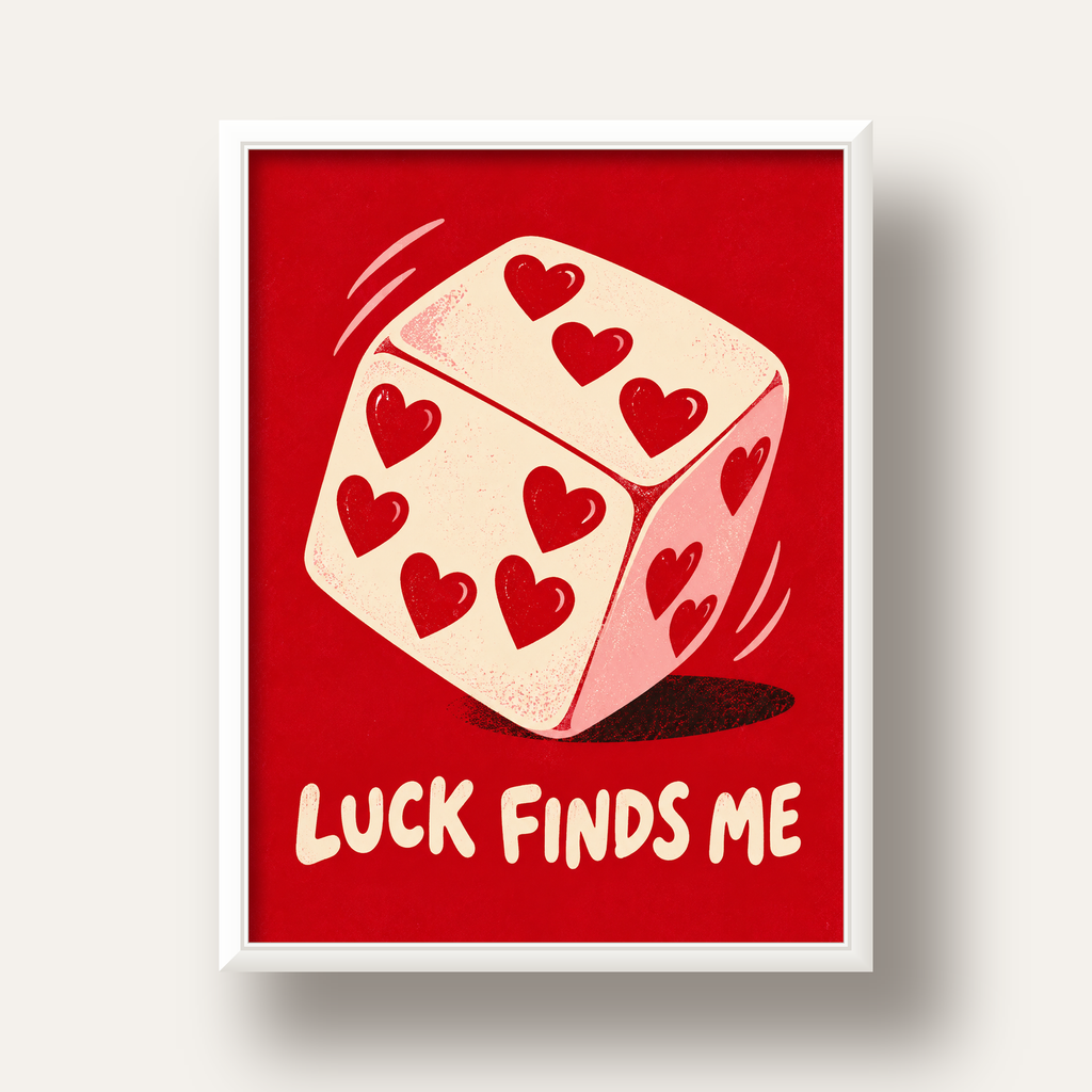 Luck Finds Me — Kalpli Zar — beyaz derin çerçeveli