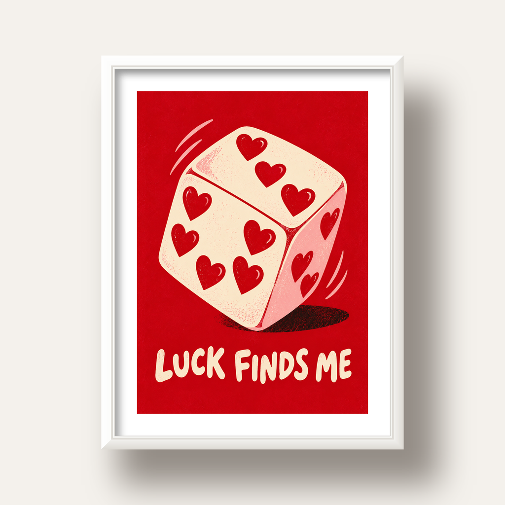 Luck Finds Me — Kalpli Zar — beyaz derin çerçeveli paspartulu