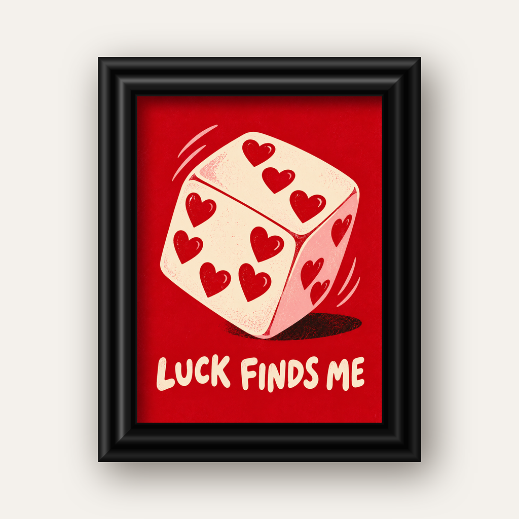 Luck Finds Me — Kalpli Zar — siyah galeri çerçeveli