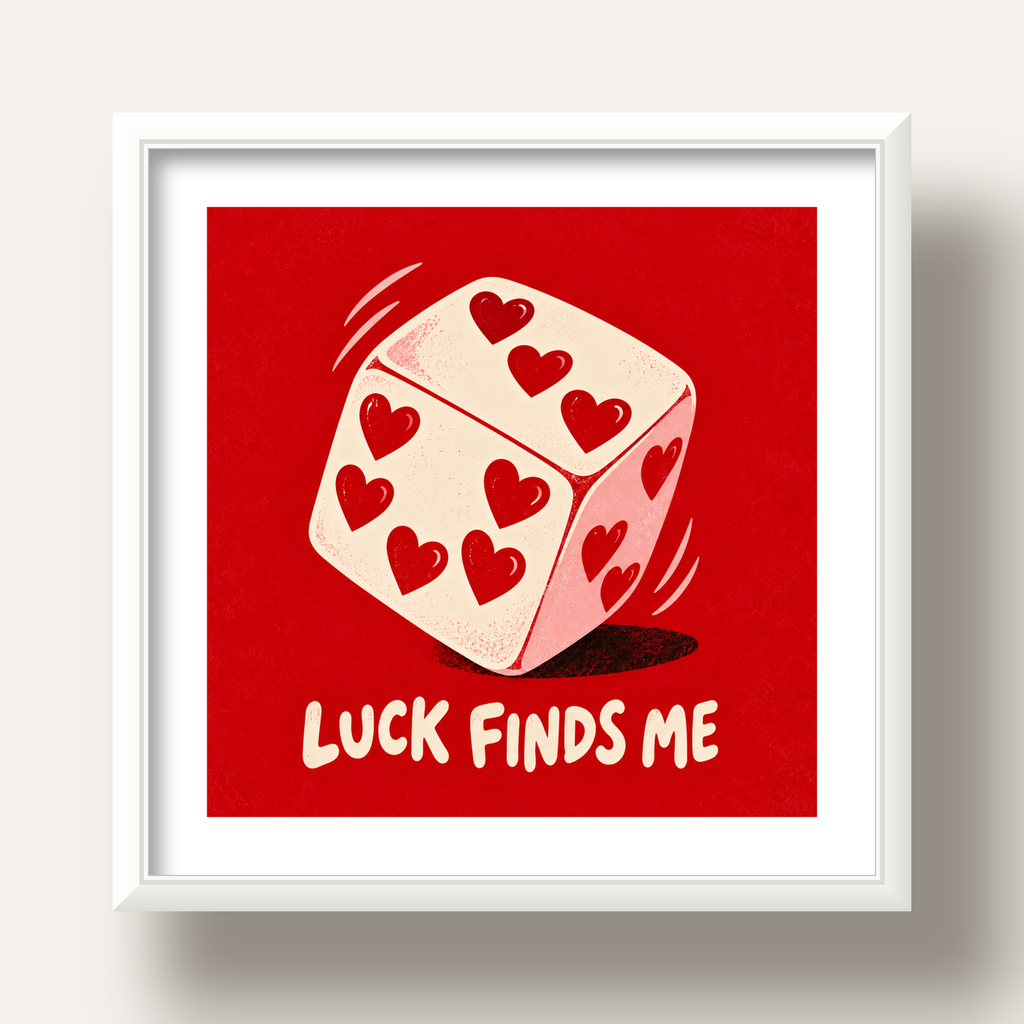 Luck Finds Me — Kalpli Zar — beyaz derin çerçeveli paspartulu