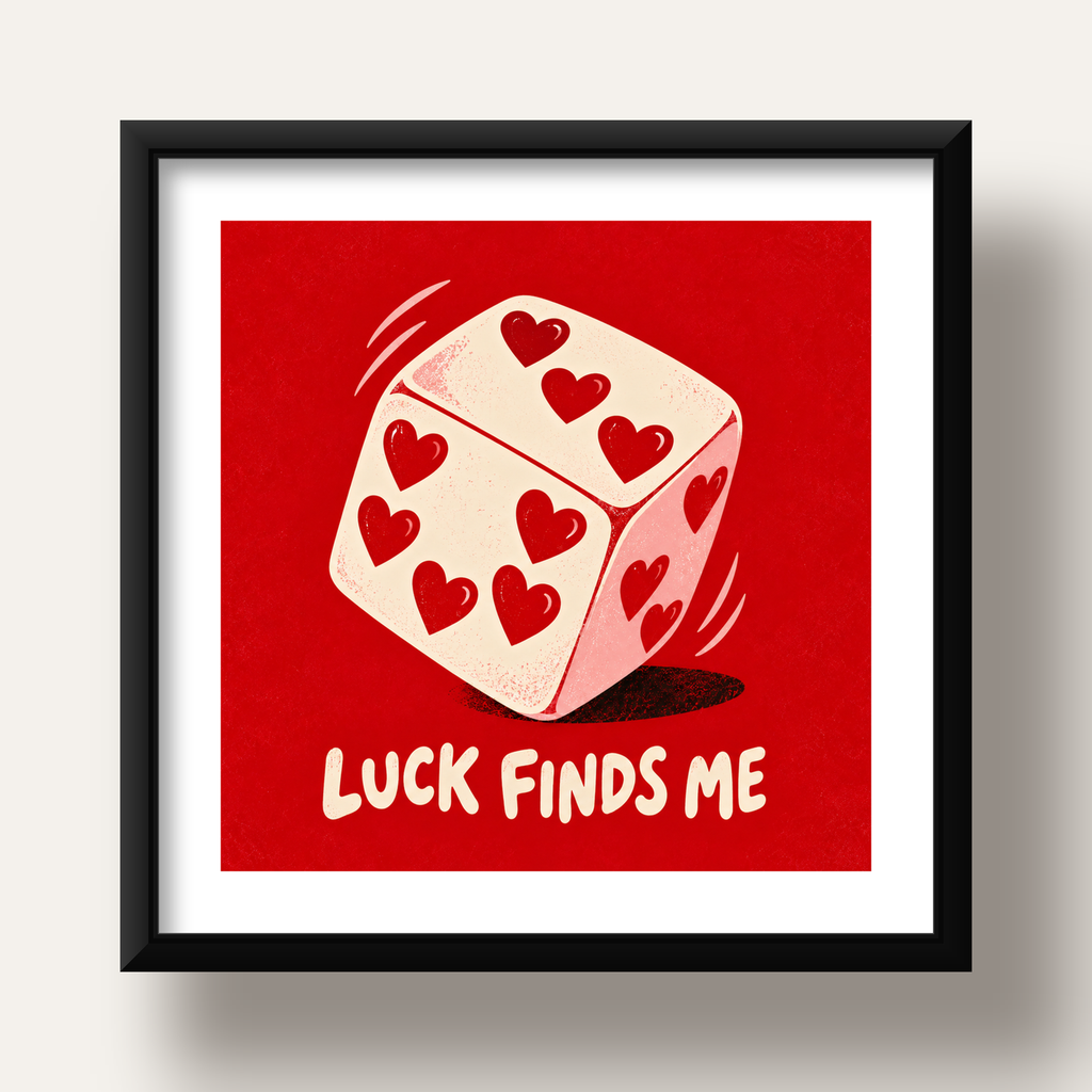 Luck Finds Me — Kalpli Zar — siyah derin çerçeveli paspartulu
