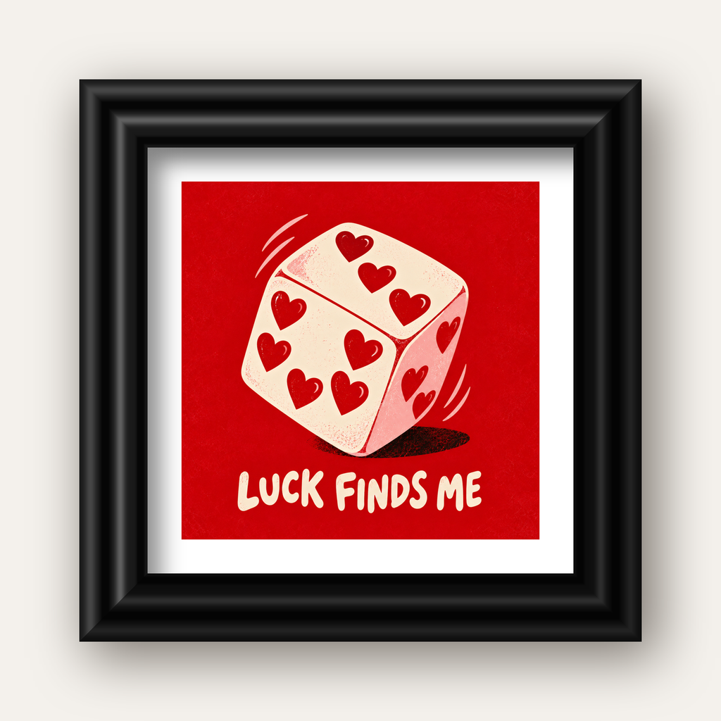 Luck Finds Me — Kalpli Zar — siyah galeri çerçeveli paspartulu