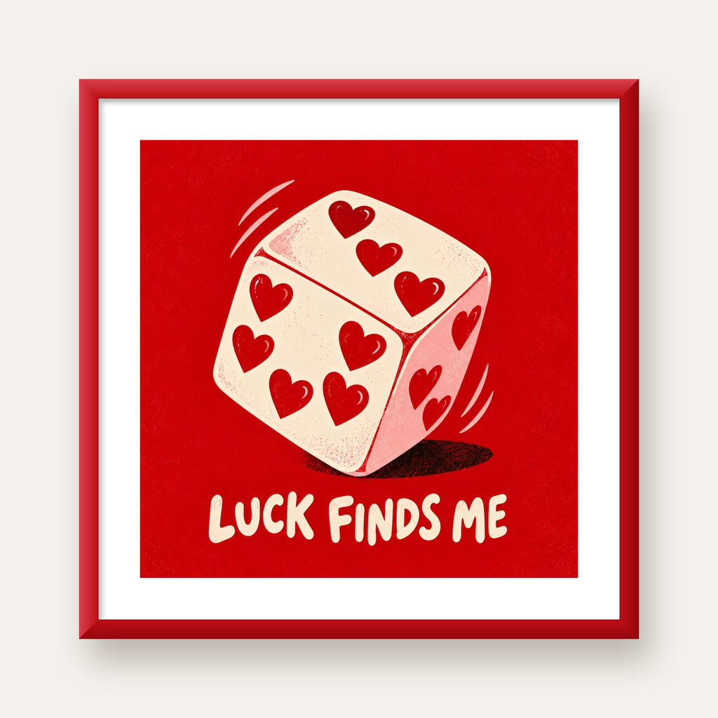 Luck Finds Me — Kalpli Zar — kırmızı çerçeveli paspartulu