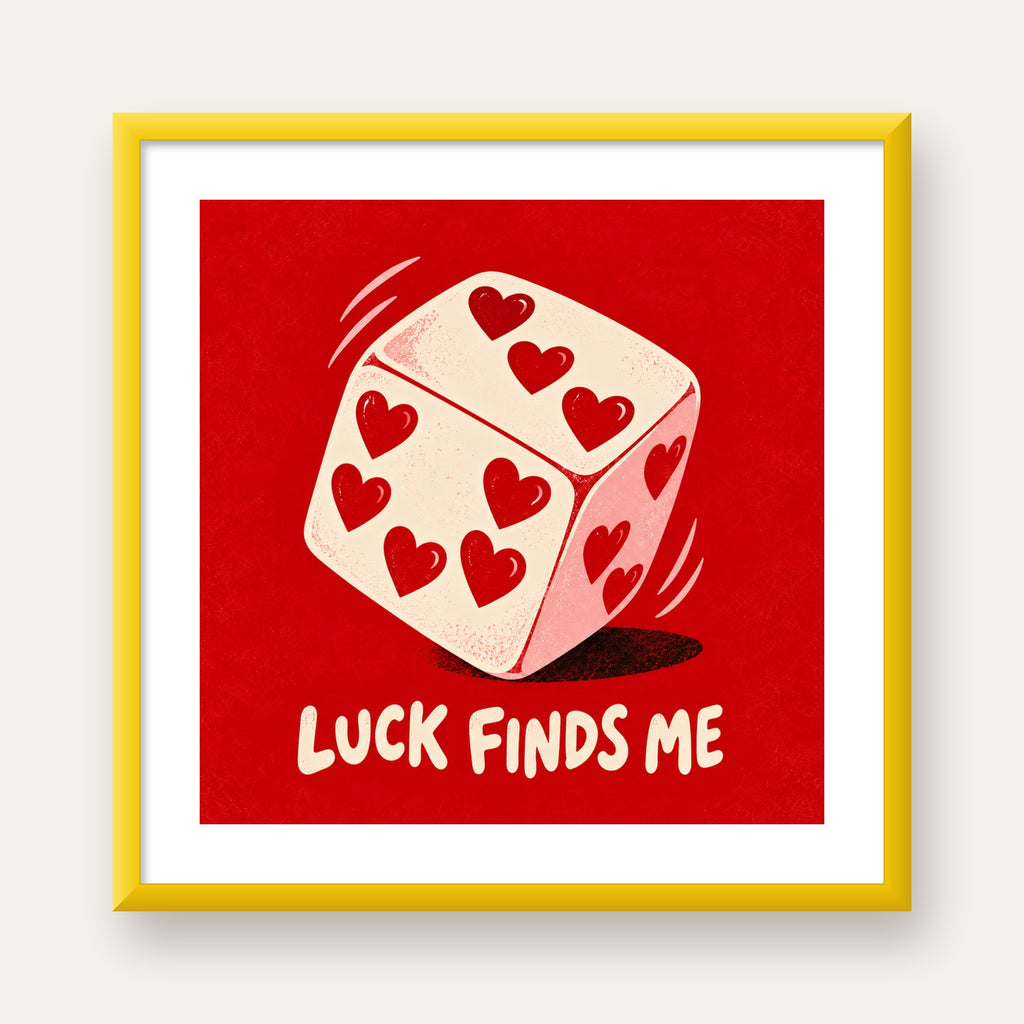 Luck Finds Me — Kalpli Zar — sarı çerçeveli paspartulu