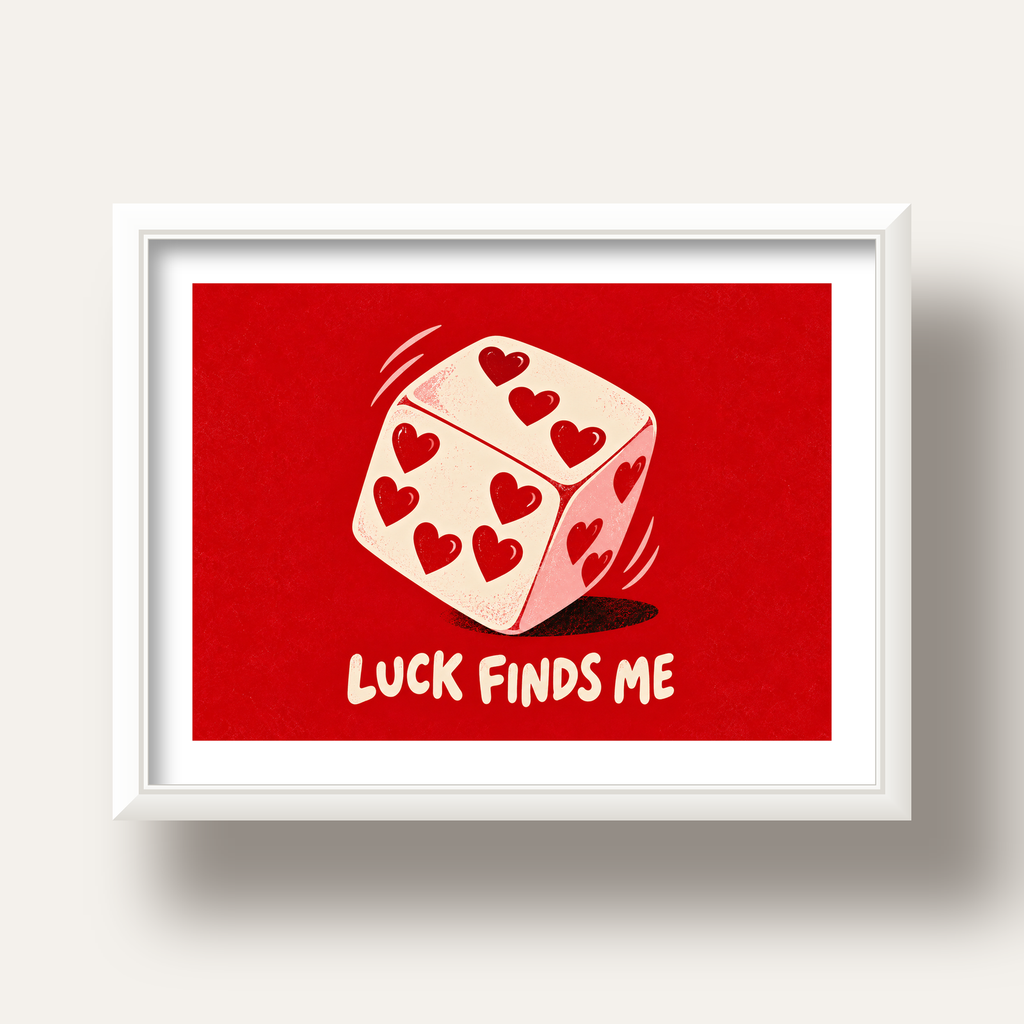 Luck Finds Me — Kalpli Zar — beyaz derin çerçeveli paspartulu