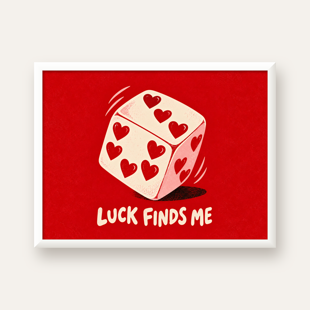 Luck Finds Me — Kalpli Zar — beyaz çerçeveli yatay poster