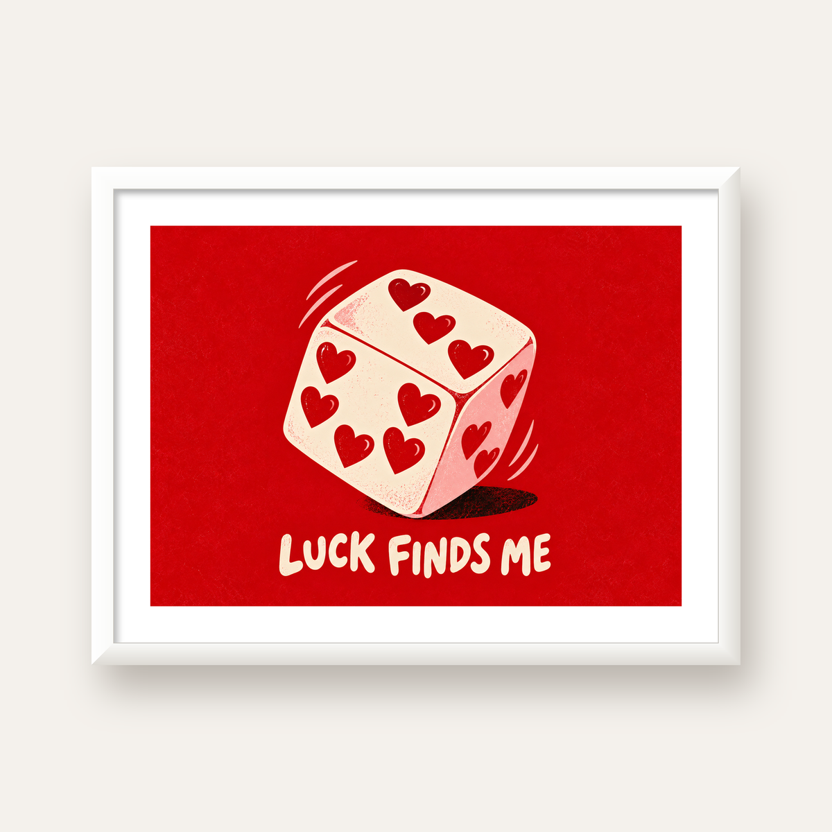 Luck Finds Me — Kalpli Zar — beyaz çerçeveli yatay poster