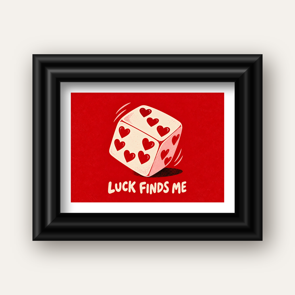 Luck Finds Me — Kalpli Zar — siyah galeri çerçeveli paspartulu