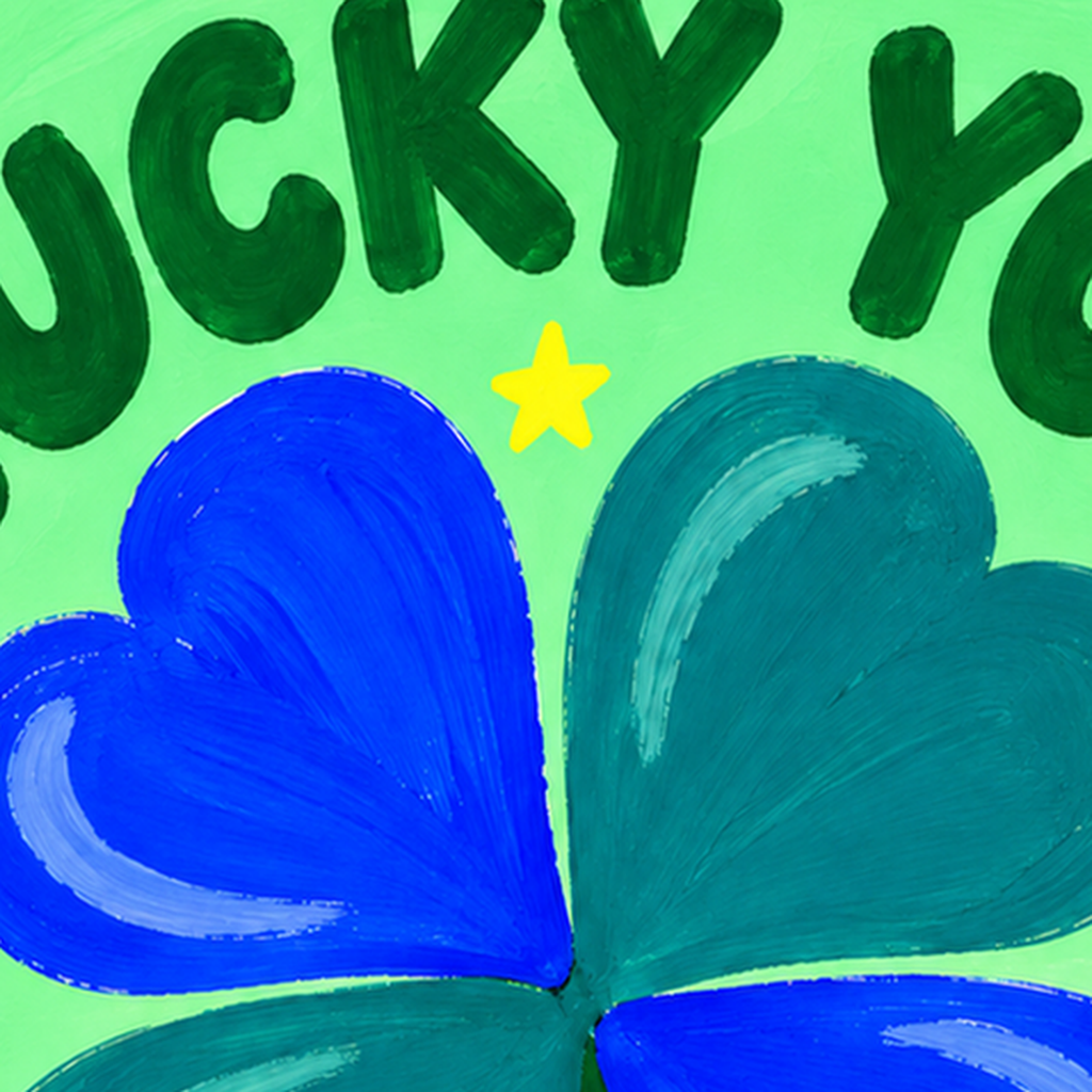 Dört Yapraklı Yonca & Lucky You Şans Poster Sanat Baskısı — baskının yakın çekimi, kâğıt dokusu ve renk detayı
